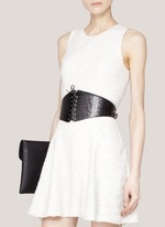 alaia lace up black belt with white dress.JPG