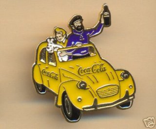 TINTIN & CAPTAIN HADDOCK YELLOW CITROEN COCA COLA PIN.jpg