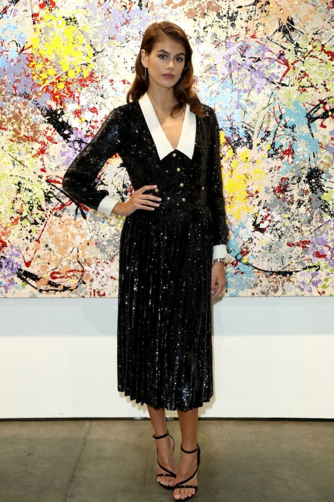 kaia gerber in celine dress at 27th la art show opening party 12.jpg