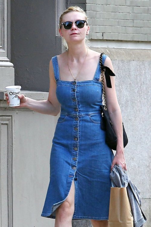 kirsten dunst denim dress and clubmaster sunglasses.jpg