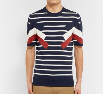 Neil Barrett 2017 Spring $465 tricolour modified Breton stripe {65% viscose, 35% nylon} knitte...jpg