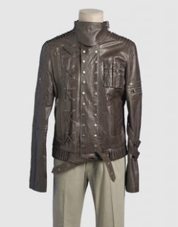 Les Hommes $2022 gray leather jacket with straps, studs and applications.jpg
