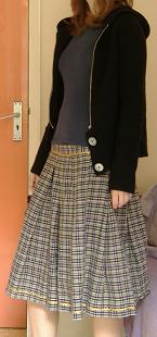 plaid skirt and black cardi.JPG