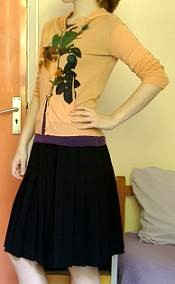 peach cardi and black skirt.JPG