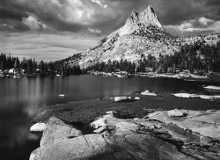 AnselAdams Cathedral Peak and Lake.jpg