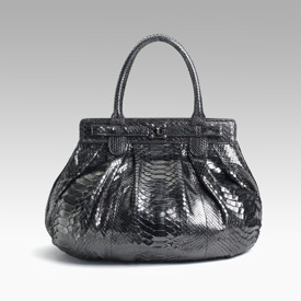 Zagliani Metallic Python Puffy Bag 2800 Gunmetal.jpg