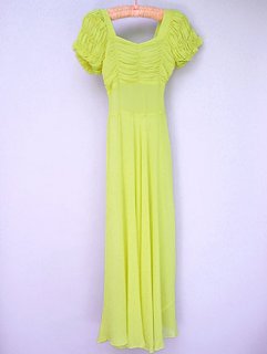 1920's Yellow-Green Sheer Silk Ruched and Bias Cut Gown-$125.jpg