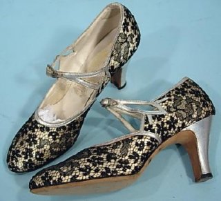 1920's Black Lace and Silver Flapper Shoes-$565.jpg