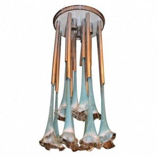 1970'S TURQUOISE AND CHROME CALLA LILY LIGHT FIXTURE.jpg