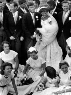 254153~Senator-John-F-Kennedy-and-His-Wife-Jacqueline-Standing-with-a-Group-of-Ushers-Posters.jpg